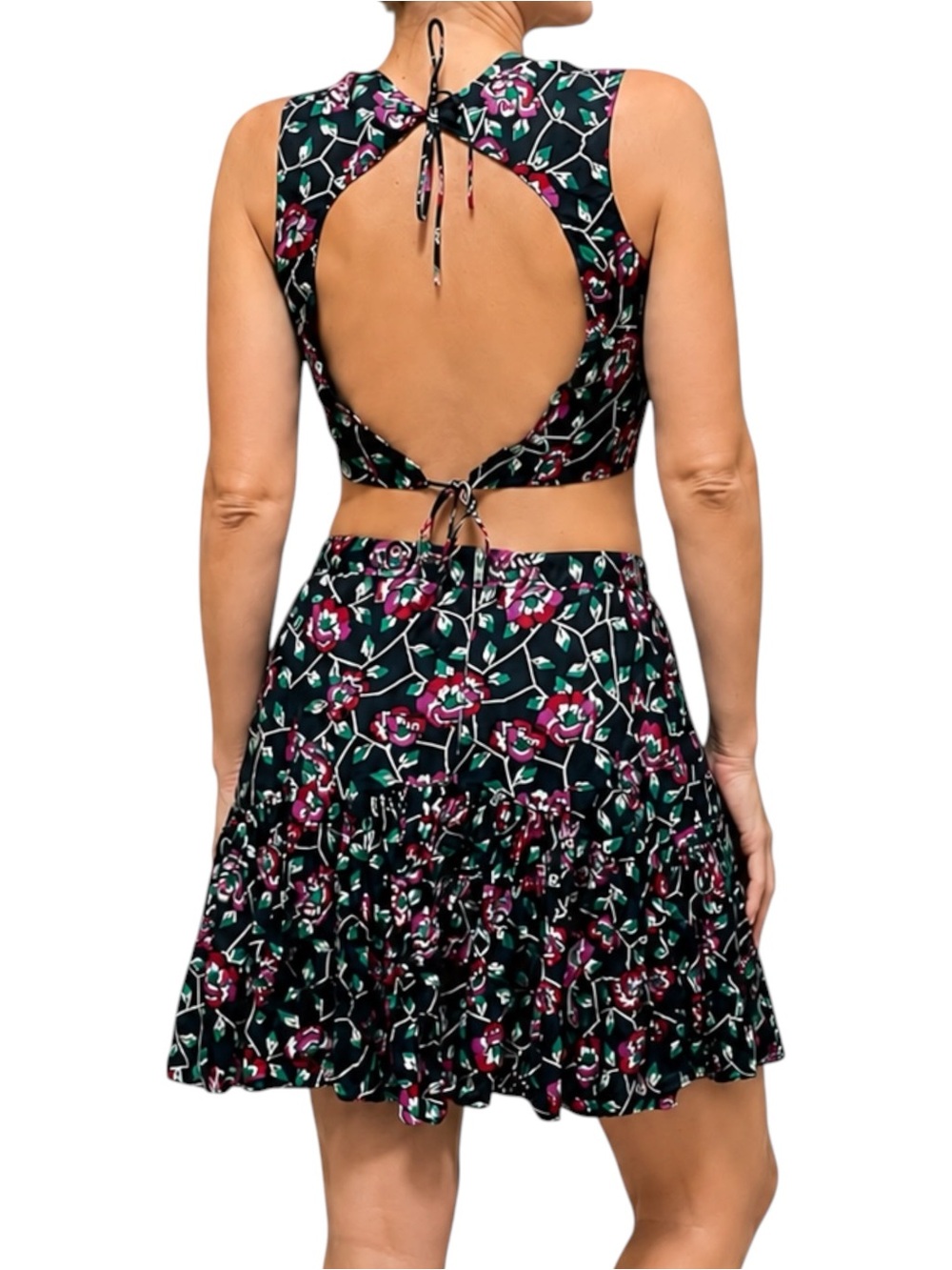 Matching Floral Crop Top & Skirt Set Medium